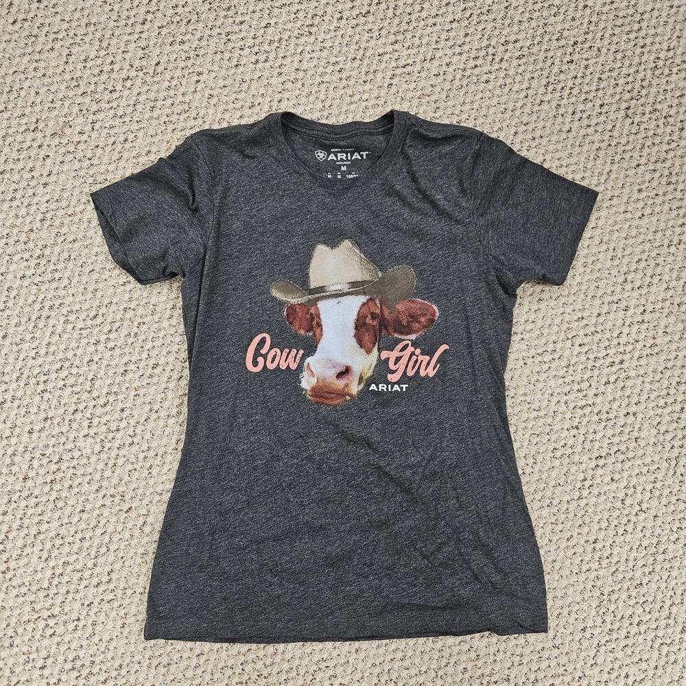 Ariat Cow Girl T-Shirt in Charcoal Heather Small‎